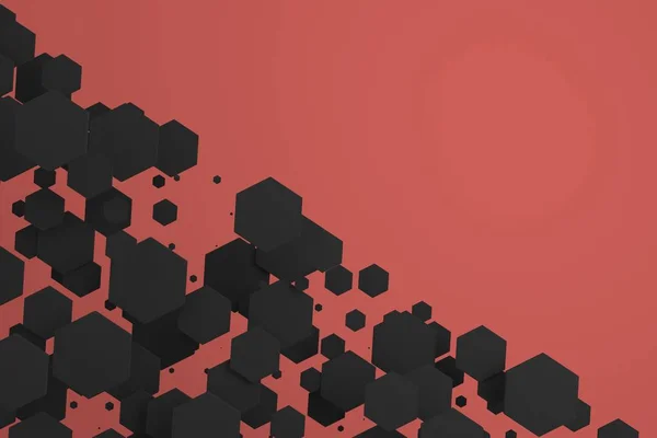 White hexagons of random size on red background — Stock Photo, Image