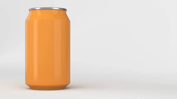 Branco pequeno refrigerante de alumínio laranja pode mockup no fundo branco — Fotografia de Stock