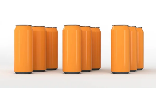 RAW van oranje soda blikjes — Stockfoto