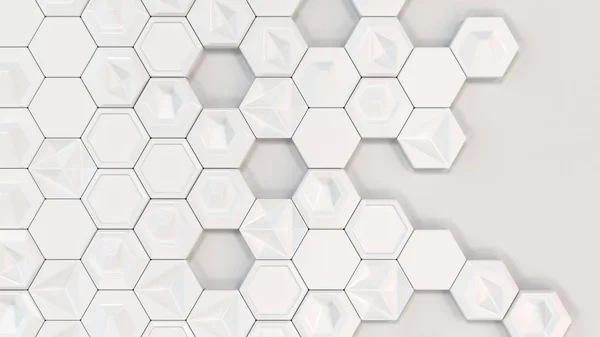 Abstrakter 3D-Hintergrund aus weißen Sechsecken — Stockfoto