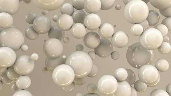 White spheres of random size on white background