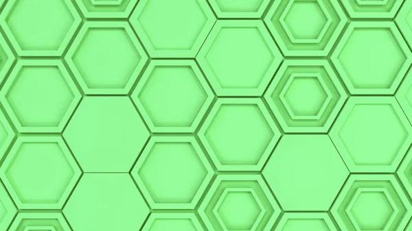 Abstrato 3d fundo feito de hexágonos verdes — Fotografia de Stock
