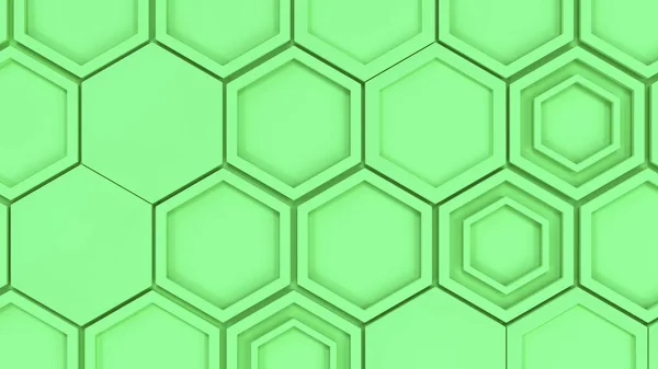 Abstrato 3d fundo feito de hexágonos verdes — Fotografia de Stock