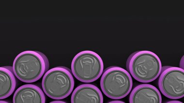 Siyah arka plan üzerine büyük mor soda kutular