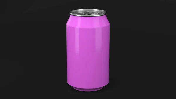 Blank small purple aluminium soda can mockup on black background — Stock Photo, Image