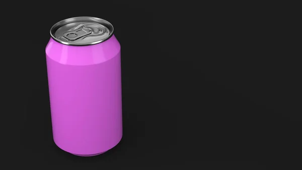 Blank small purple aluminium soda can mockup on black background — Stock Photo, Image