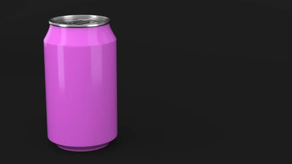 Petit soda vierge en aluminium violet peut se maquiller sur fond noir — Photo