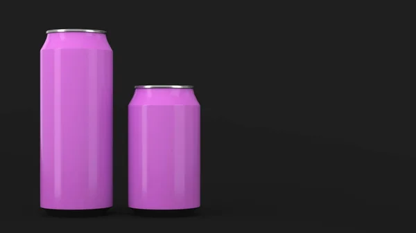 Grande e pequeno refrigerante roxo latas mockup — Fotografia de Stock