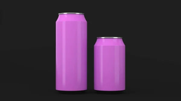 Big and small purple soda cans mockup — Stock Photo, Image