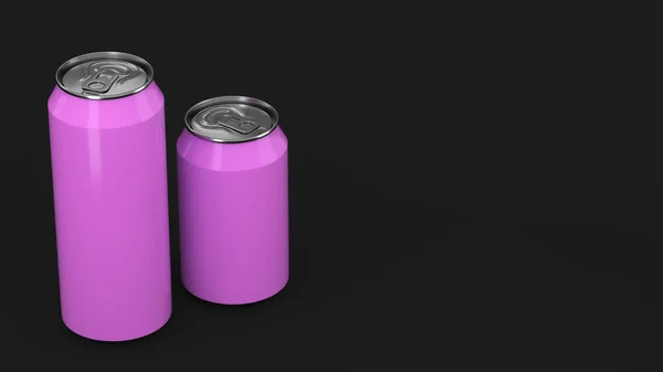 Mockup di lattine di soda viola grandi e piccole — Foto Stock