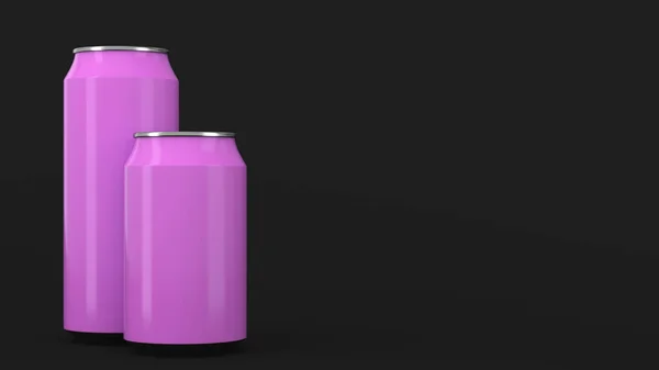 Mockup di lattine di soda viola grandi e piccole — Foto Stock