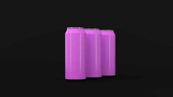 Raw of purple soda cans