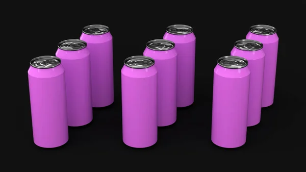 Cru de latas de refrigerante roxo — Fotografia de Stock