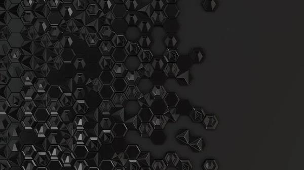 Abstracte 3d achtergrond gemaakt van zwarte zeshoeken — Stockfoto