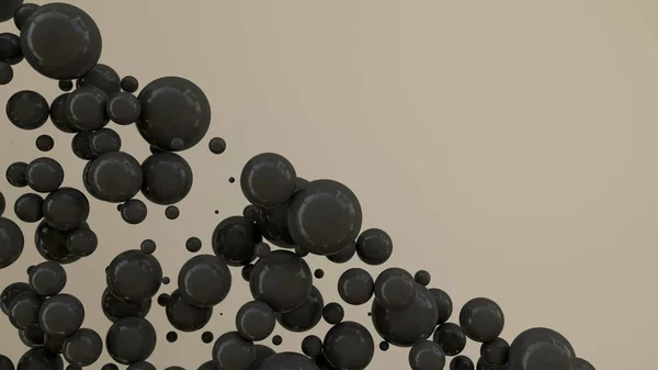 Чорні сфери випадкового розміру на білому тлі — стокове фото