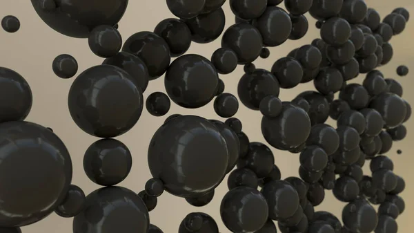 Esferas negras de tamaño aleatorio sobre fondo blanco — Foto de Stock