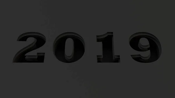 2019 Number Cut Black Paper 2019 New Year Sign Rendering — Stock Photo, Image