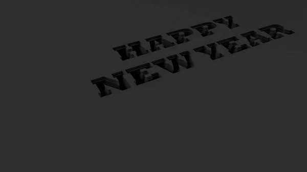 Happy New Year Words Cut Black Paper Rendering Illustration — Stock Photo, Image
