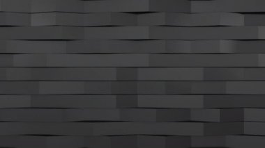 Siyah parlak plastik dalgaların soyut 3D animasyonu. Çizgili arka plan deseni. 3d canlandırma canlandırması