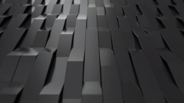 Siyah parlak plastik dalgaların soyut 3D animasyonu. Çizgili arka plan deseni. 3d canlandırma canlandırması