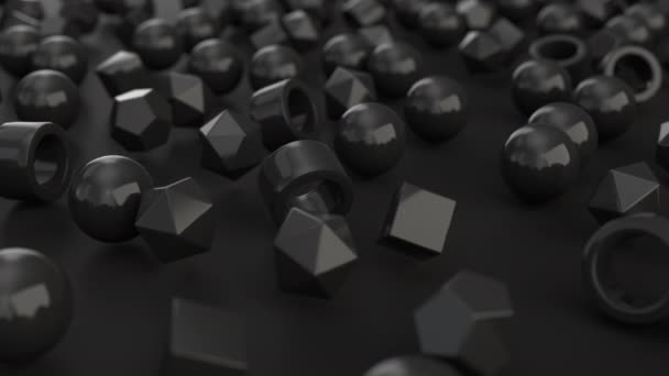 Animace Vzorce Černých Primitivů Pohybujících Chaosu Pořádku Abstraktní Geometrické Pozadí — Stock video