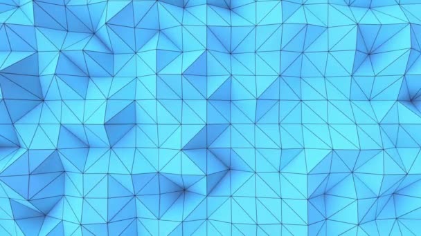 多角形のアニメーション背景 黒の接続線と青の低ポリ変位表面 3Dレンダリングアニメーションループ — ストック動画