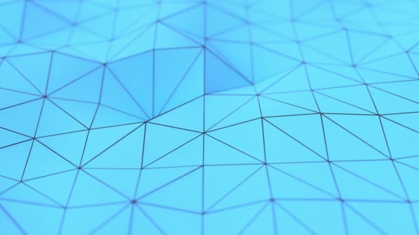 Абстрактный Анимированный Фон Многоугольной Формы Голубая Низкая Полюсная Поверхность Черными — стоковое видео