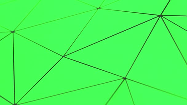 Abstraktní Animované Pozadí Polygonálního Tvaru Zelený Nízko Položený Povrch Černými — Stock video