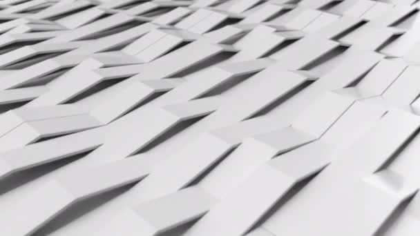 Абстрактная Анимация Белых Глянцевых Пластиковых Волн Изогнутые Полосы Рисунок Фона — стоковое видео