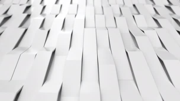 Αφηρημένη Animation Από Λευκά Γυαλιστερά Πλαστικά Κύματα Λυγισμένες Ρίγες Μοτίβο — Αρχείο Βίντεο