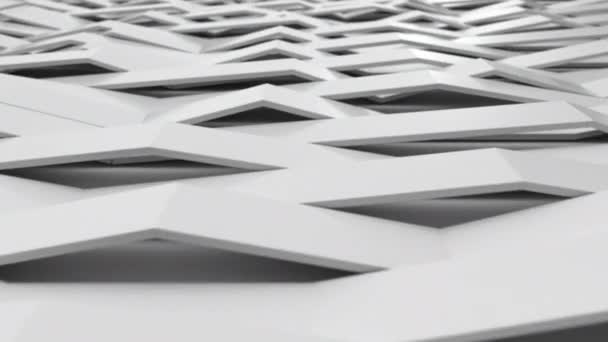 Abstract Animatie Van Witte Glanzende Plastic Golven Gebogen Strepen Achtergrond — Stockvideo