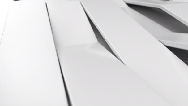 Абстрактная Анимация Белых Глянцевых Пластиковых Волн Изогнутые Полосы Рисунок Фона — стоковое видео