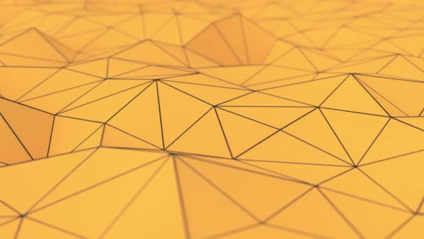 Абстрактный Анимированный Фон Многоугольной Формы Оранжевая Низкая Полюсная Поверхность Черными — стоковое видео