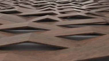 Ahşap parlak plastik dalgaların soyut üç boyutlu animasyonu. Çizgili arka plan deseni. 3d canlandırma canlandırması