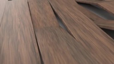 Ahşap parlak plastik dalgaların soyut üç boyutlu animasyonu. Çizgili arka plan deseni. 3d canlandırma canlandırması