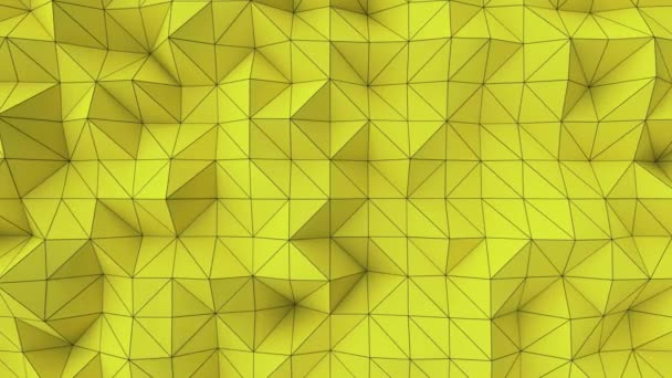 多角形のアニメーション背景 黒い接続線を持つ黄色の低ポリ変位表面 3Dレンダリングアニメーションループ — ストック動画