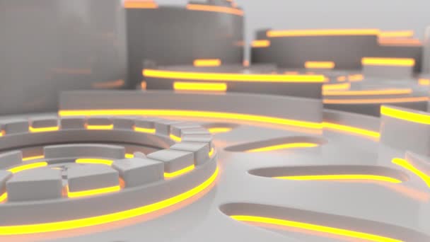 Jasne Futurystyczne Animowane Tło Technologiczne Wykonane Cylindrów Kolorowymi Świecącymi Liniami — Wideo stockowe