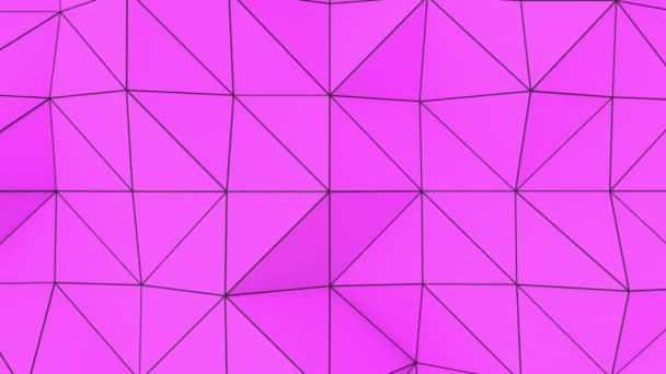 摘要由多边形构成的动画背景 紫色低聚移位表面与黑色连接线 3D渲染动画循环 — 图库视频影像