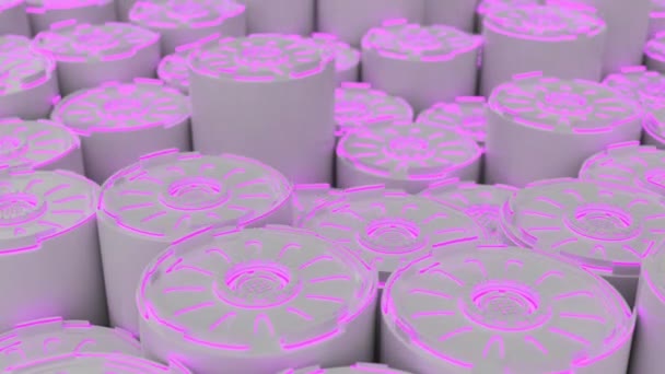 Fondo Tecnológico Animado Futurista Brillante Hecho Cilindros Con Líneas Brillantes — Vídeo de stock