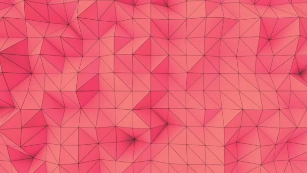 Abstract Animated Background Made Polygonal Shape Red Low Poly Displaced — Stock Video