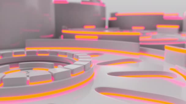 Renkli Parlak Çizgileri Olan Silindirlerden Yapılmış Parlak Geleceksel Animasyon Teknolojik — Stok video