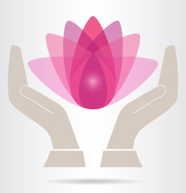 El ve lotus çiçek simgesi