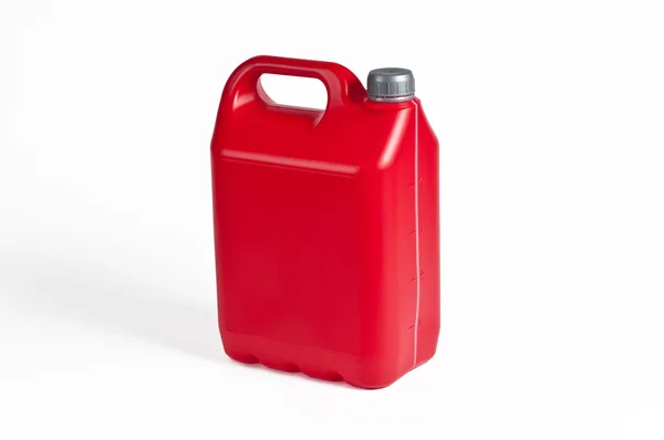 Röd plast bränsledunk — Stockfoto