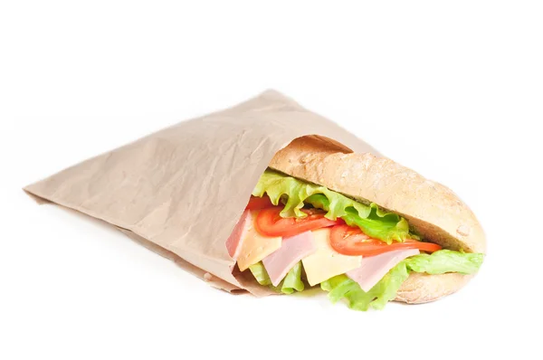 Tomato, salami and cheese sandwich — Stock Photo, Image