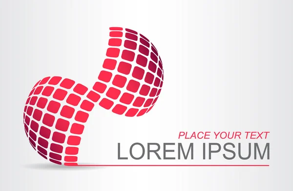 Logo stylisé surface sphérique avec des formes abstraites — Image vectorielle