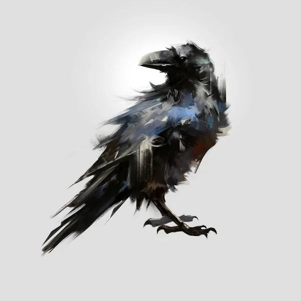 Isolierte Silhouette einer sitzenden Vogelkrähe — Stockfoto