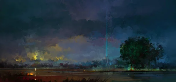 painted night landscape