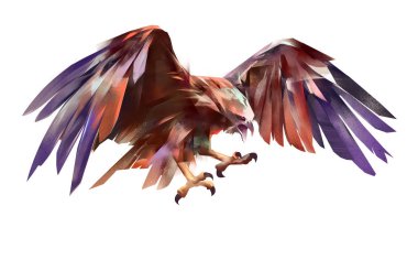 Beyaz bir arka plan üzerinde uçan kartal boyalı