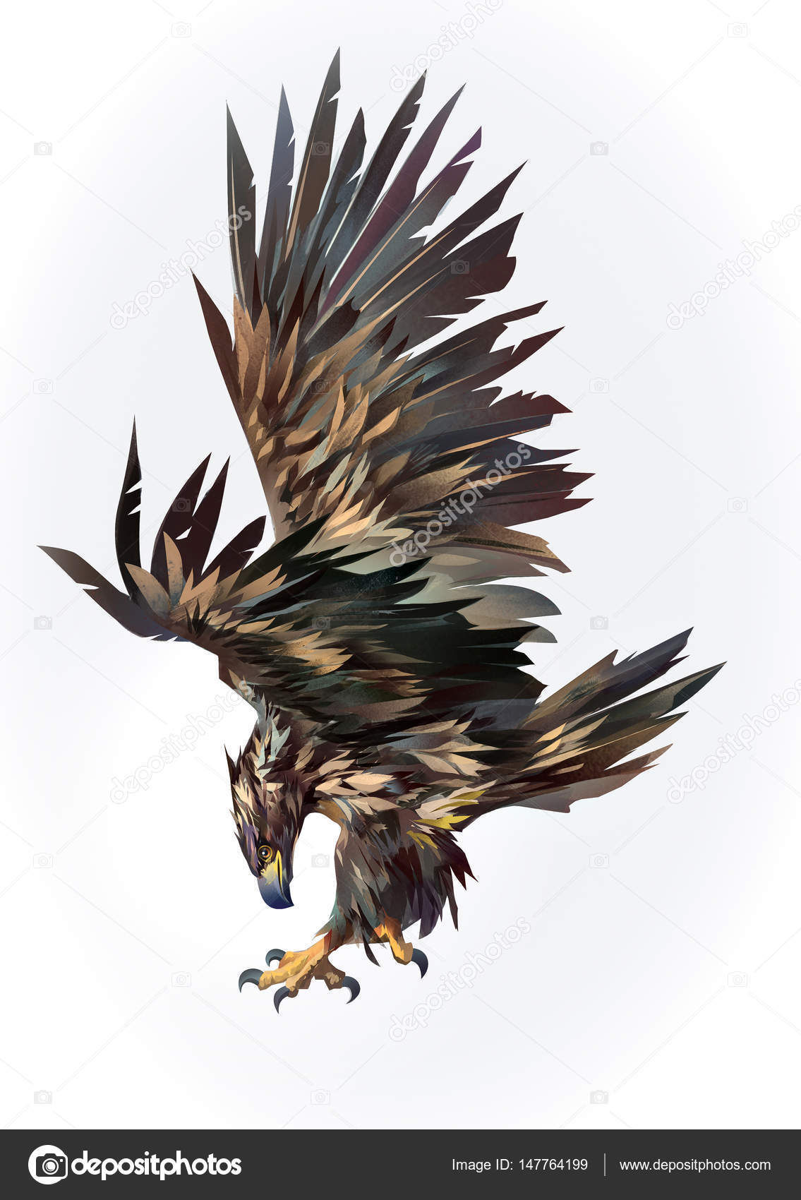 Vereinzelt fliegender Adler auf der Seite