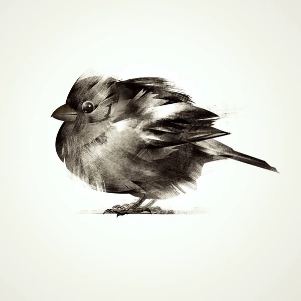 Ζωγραφισμένα απομονωμένες πουλί σπουργίτι συνεδρίαση — Φωτογραφία Αρχείου